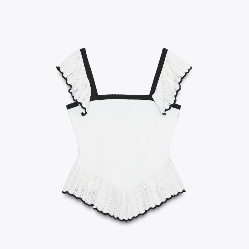 CONTRAST RUFFLE TOP - Picture 4 of 6